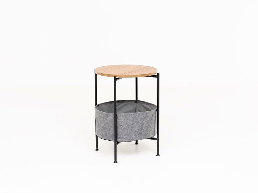 Příruční stolek Pivudu (hnědá + černá + šedá)