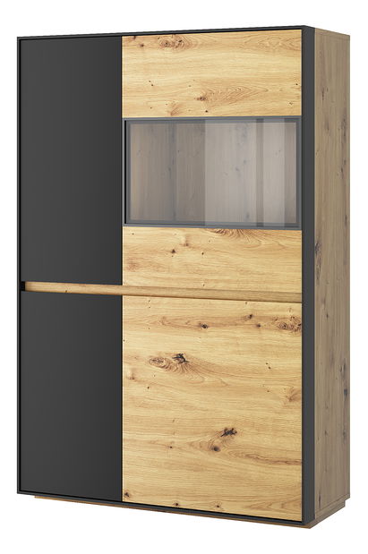 Vitrína Bobbie 3D1W (dub artisan + černá)