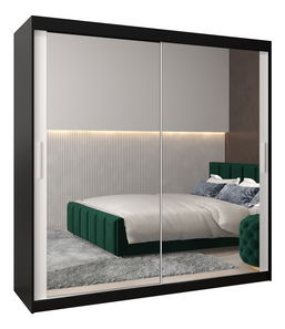 Šatní skříň 200 cm Toki 3 (Černá matná + Bílá matná)