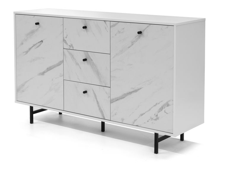 Komoda Verona K2D3SZ (bílá + bílý mramor)