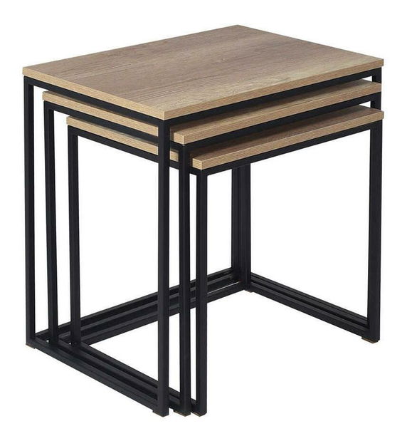 Set 3ks. konferenčních stolků Lepuki (ořech + černá)