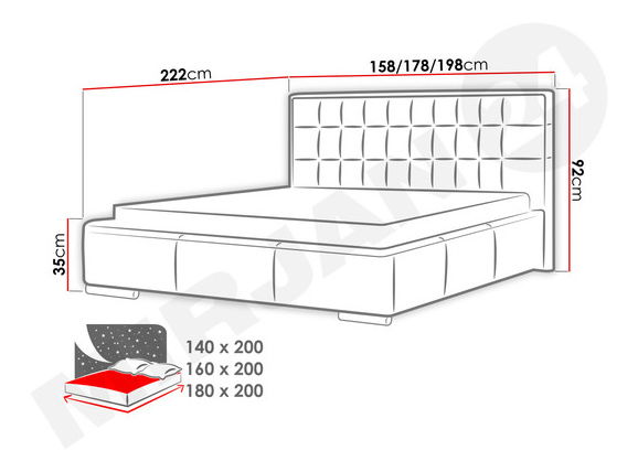 Manželská postel 140cm Hermon (bílá)