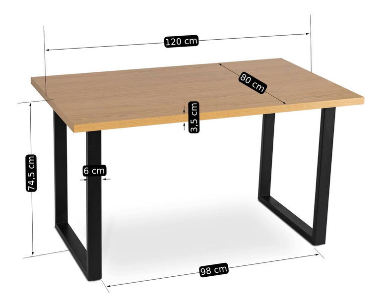 Jídelní stůl Varon (dub + černá) (pro 6 osob)