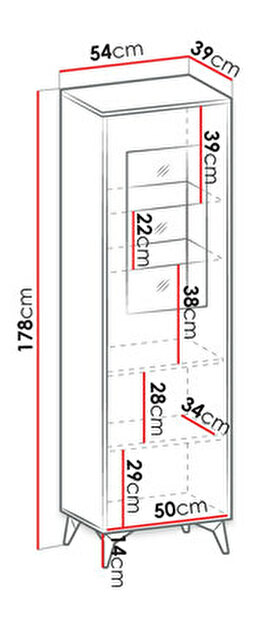 Vitrína Namiro NW54 (černá + dub evoke) *výprodej