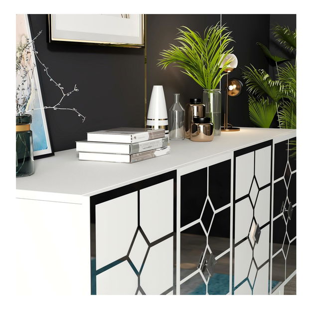 Skříňka Kavesi 1 (bílá + stříbrná)