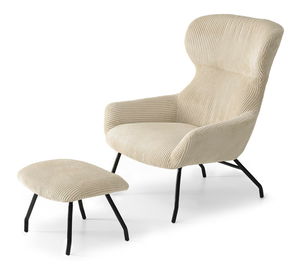 Relaxační křeslo Condorin (písková + černá) (s podnožkou)