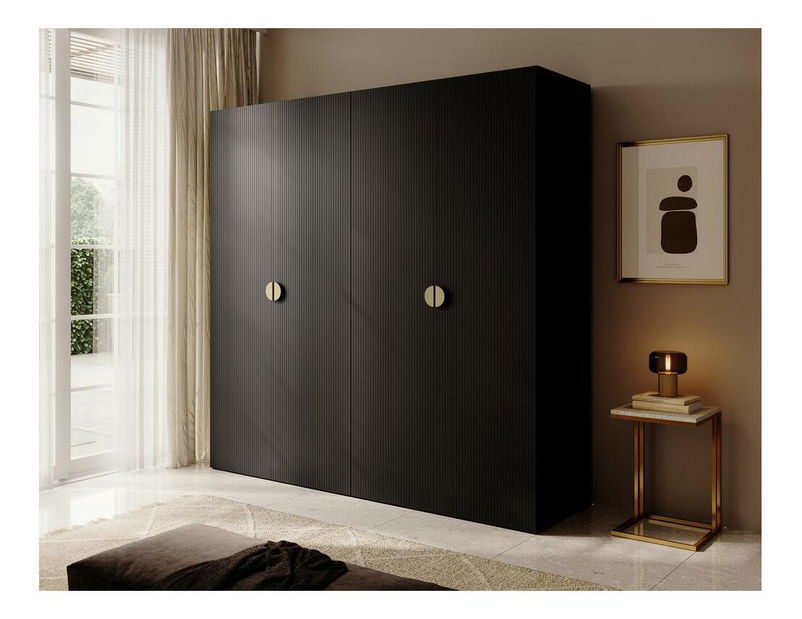 Šatní skříň Moonie III (černá + bílá)