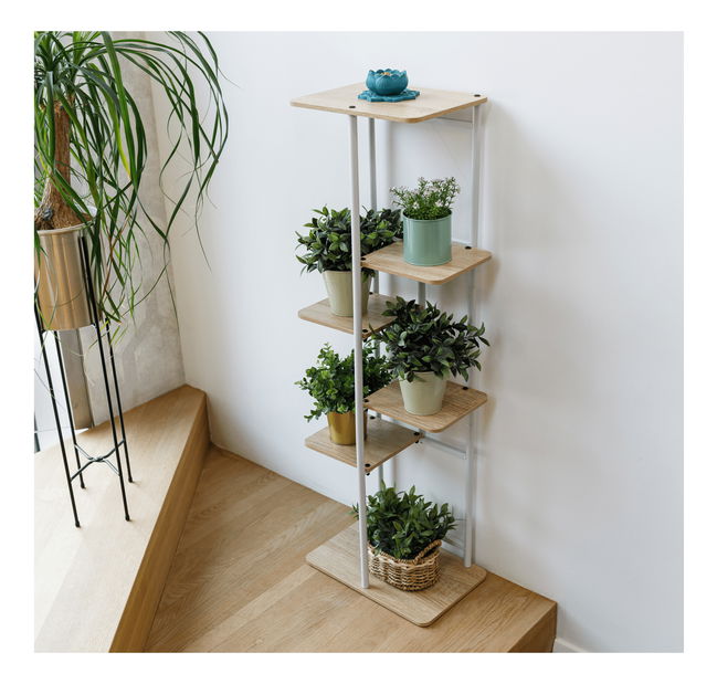 Stojan na květiny Laban 1 (bílá + dub sonoma)