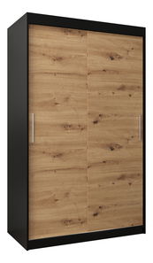 Šatní skříň 120 cm Toki (Černá matná + Dub artisan)