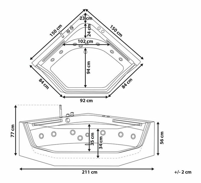 Vířivka s tryskami Cooper (bílá) (s LED osvětlením)