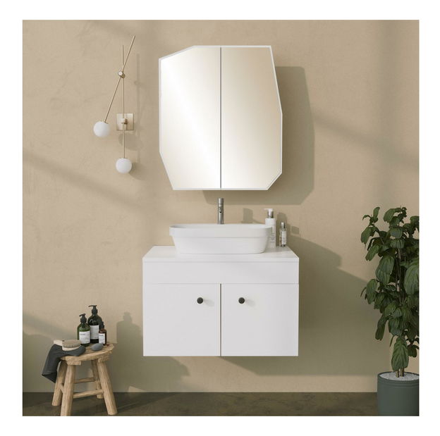 Koupelnová skříňka Tunupi 1 (bílá) (se zrcadlem)