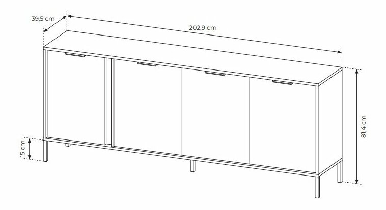 Skříňka Lyran 4D (antracit + zlatá)