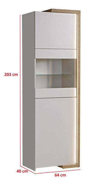 Vitrína Dares V02 (dub grand přírodní + kašmír)