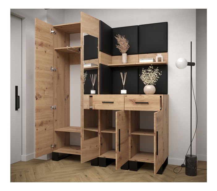Předsíňová sestava Amanda 15 (dub artisan + černá)
