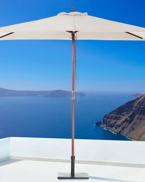 Zahradní slunečník 144 cm FLAME (dřevo) (světlobéžová)