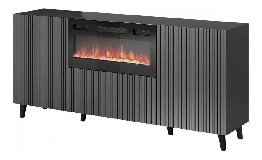Komoda s elektrickým krbem 180 Tilderi Grey (antracit) *bazar
