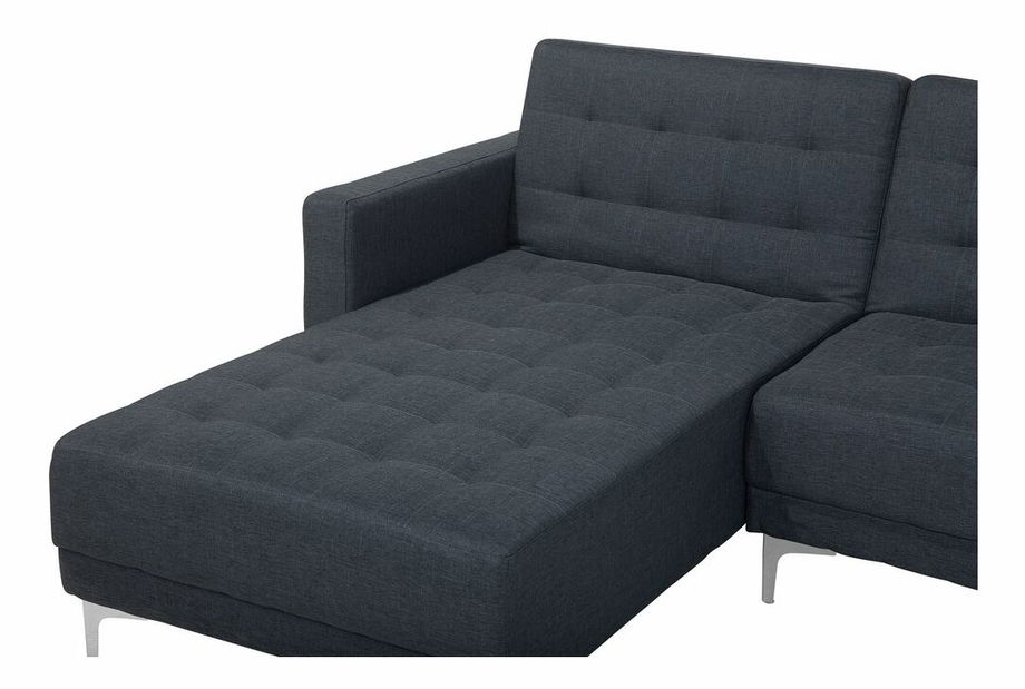 Rohová sedačka ve tvaru U ABERLADY (textil) (tmavě šedá) (s taburetkou)