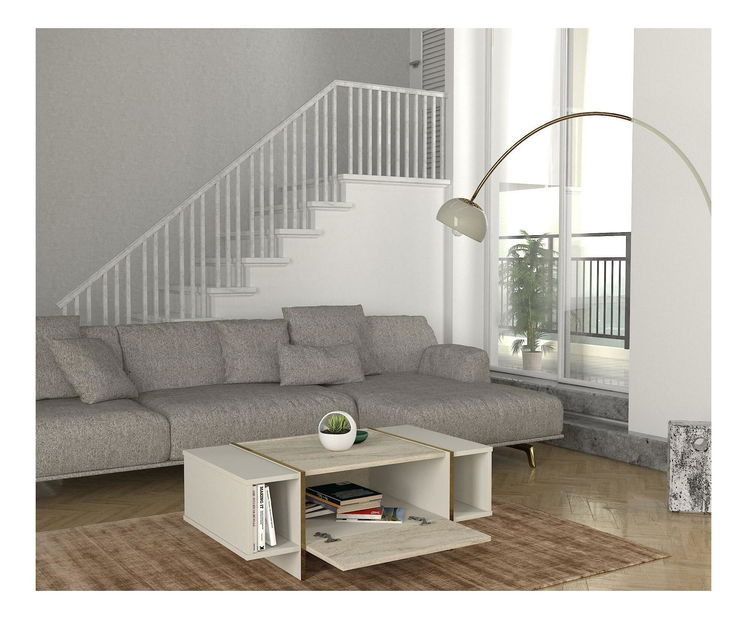 Konferenční stolek Veya 1 (travertin + písková)