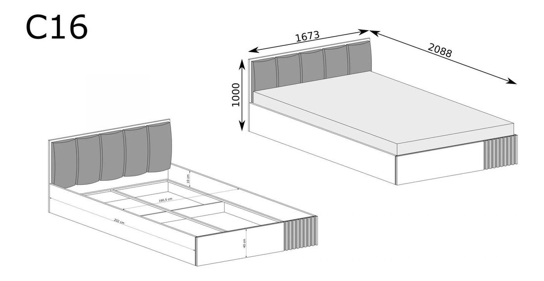 Manželská postel 160 cm Claudi 16 (s roštem) (dub artisan)