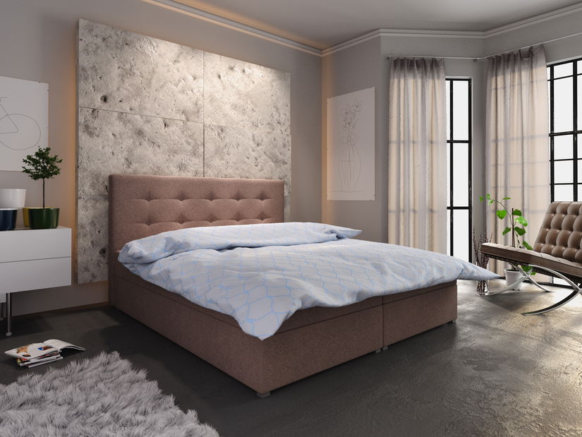 Manželská postel Boxspring 180 cm Fade 1 (tmavě hnědá) (s matrací a úložným prostorem)