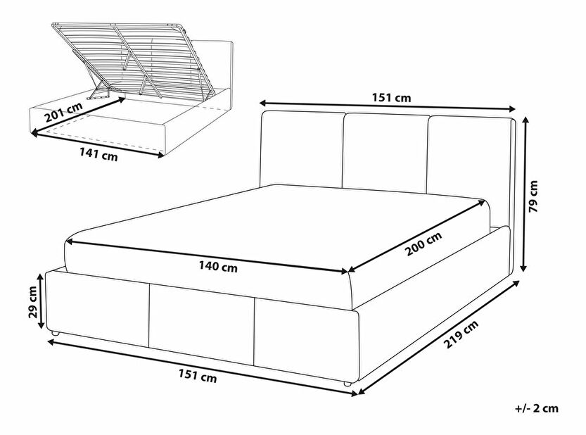 Manželská postel 140 cm Belize (béžová) (s roštem) (s úl. prostorem)