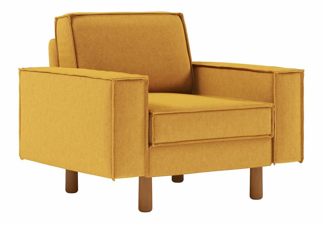 Křeslo Spary 1 (hořčičná + ořech)