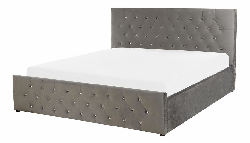 Manželská postel 140 cm AMESIA (šedá) (s roštem a úl. prostorem)