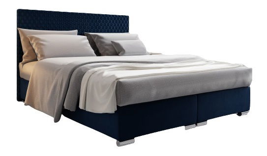 Manželská postel 180 cm Harlan (modrá) (s roštem, matrací a úl. prostorem)