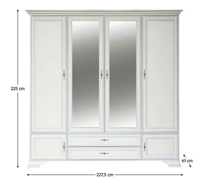 Šatní skříň Kuito SZF6D2S (alpská bílá)