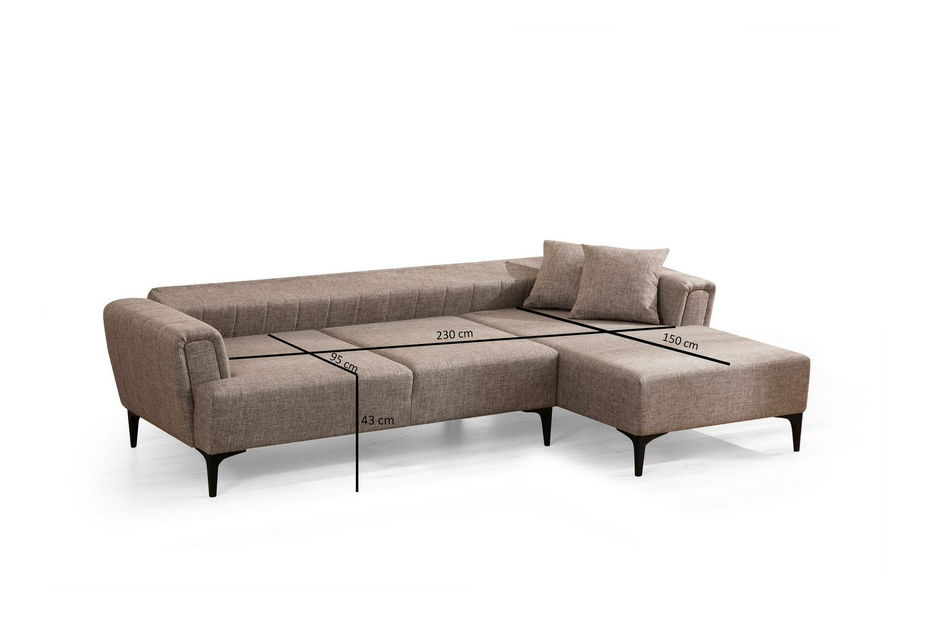 Rohová sedačka Hamletta (P) (světlohnědá + černá)