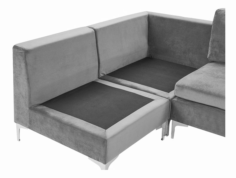 Rohová sedací souprava EVENA (šedá) (s taburetem) (pro 4 osoby) (L)