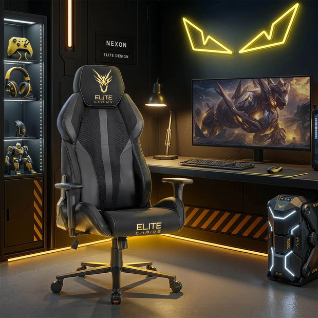 Herní křeslo Nutrida (černá + žlutá)