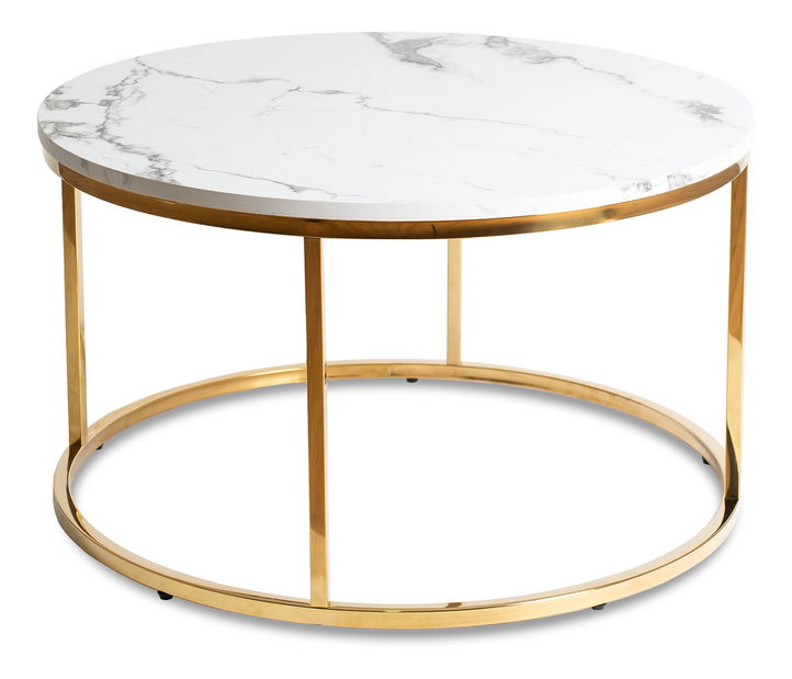 Konferenční stolek Aparentar Max (mramor bílý + zlatá)