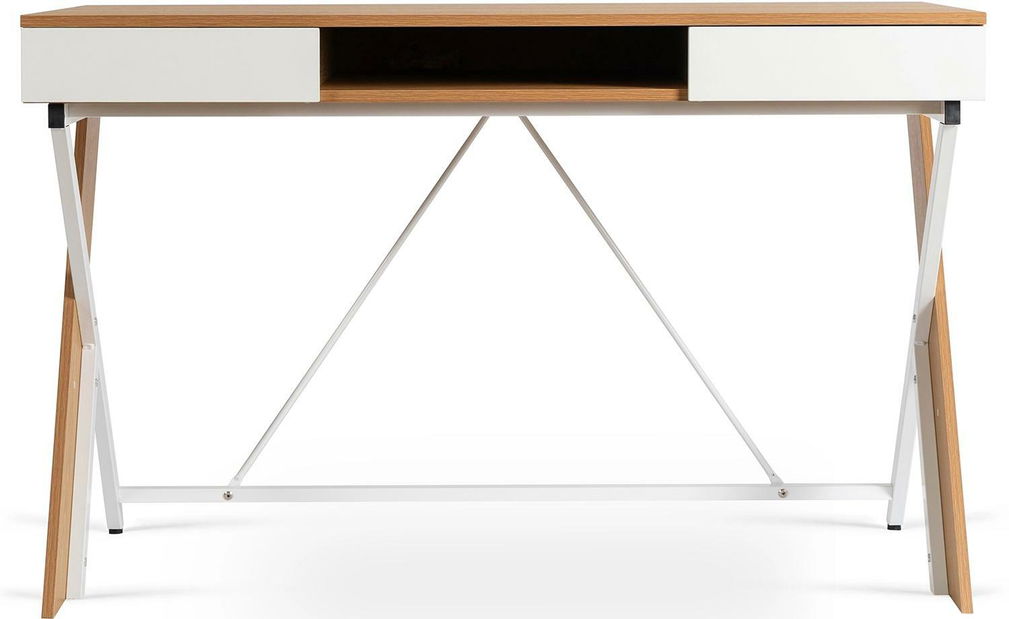 Psací stolek Reaparecio (dub zlatý + bílá)