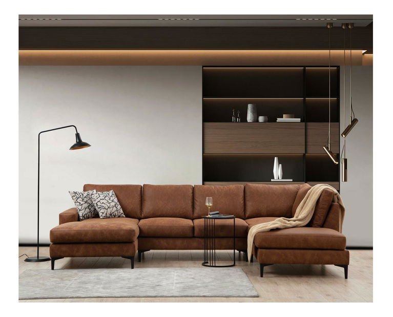 Rohová sedačka U Portobeno 1 (tmavě oranžová + černá)