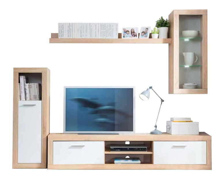 Obývací stěna BRW Mitch (bílá + dub sonoma) (bez osvětlení)