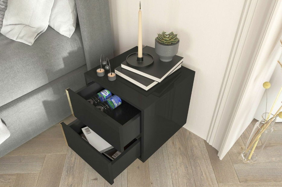 Noční stolek Naturlig Carra (vysoký lesk černý)