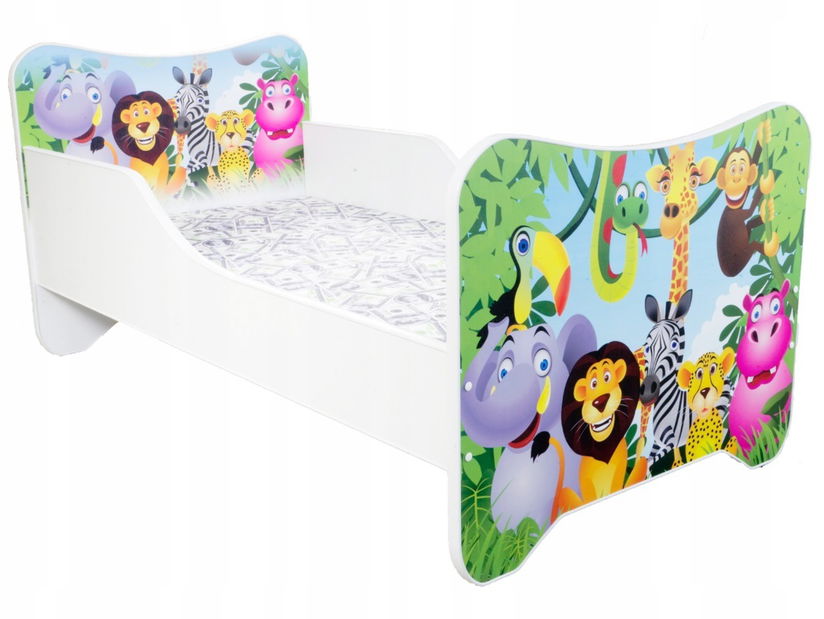 Jednolůžková postel Gerard Jungle (s roštem a matrací)