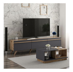 Sestava nábytku do obývacího pokoje Amstel (ořech + antracit)