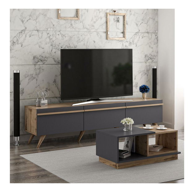 Sestava nábytku do obývacího pokoje Amstel (ořech + antracit)