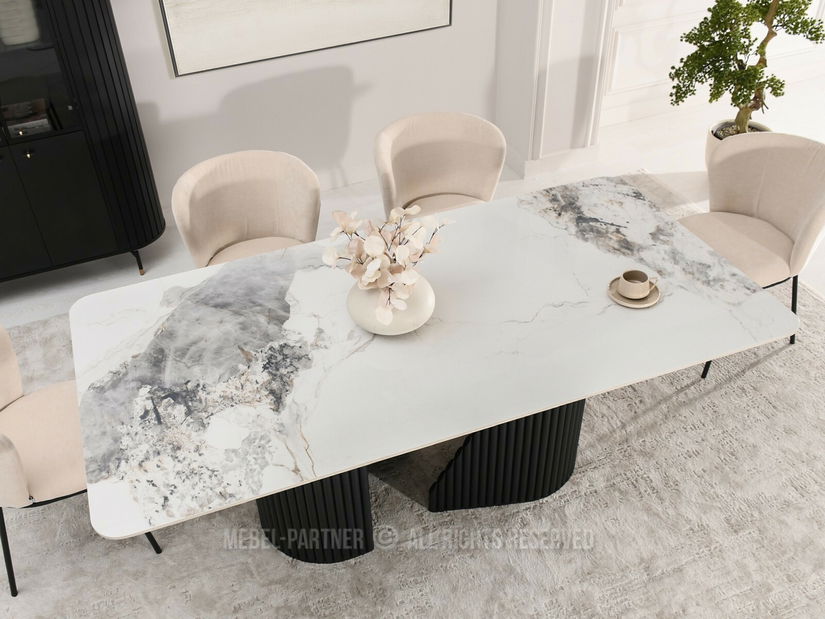 Jídelní stůl Acababa (mramor + černá)