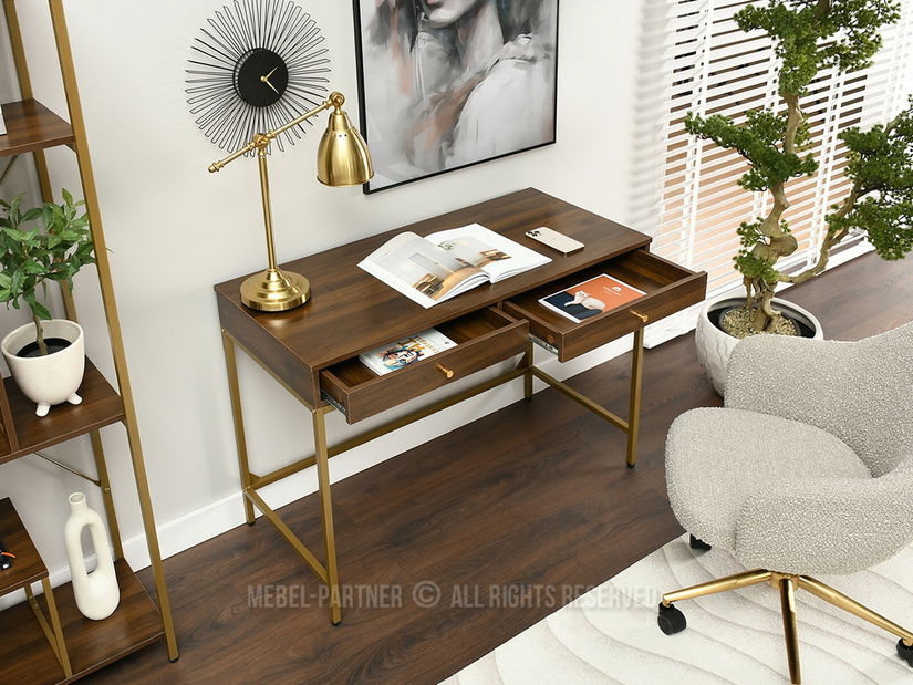 PC stolek Kaplan (ořech + zlatá)