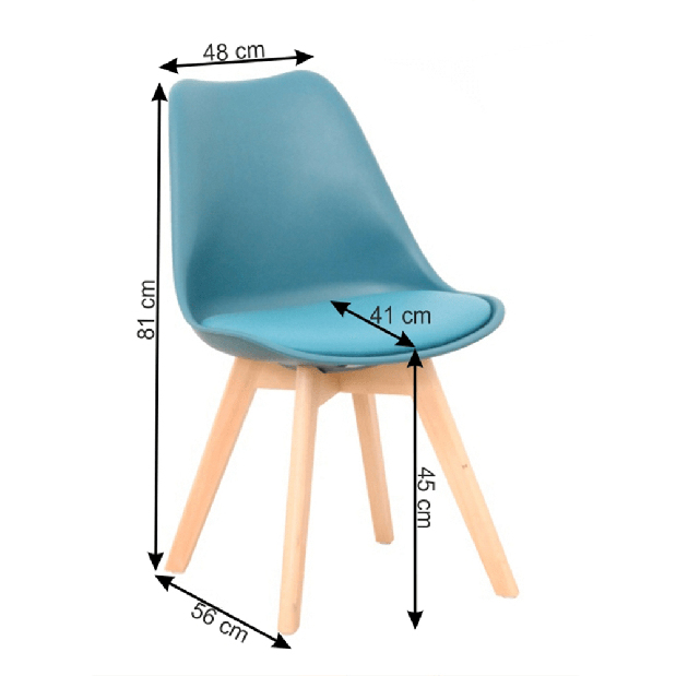 Set 4 ks. jídelních židel Bralla 2 (modrá) *výprodej