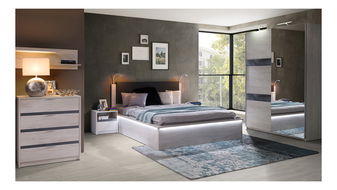 Manželská postel 160 cm Desayuno P (dub monastery + černá ekokůže) (s roštem)