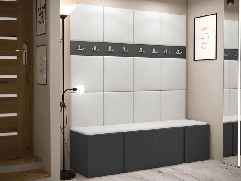 Předsíňová sestava Timothy V (grafit) (ekokůže Soft 017 (bílá))