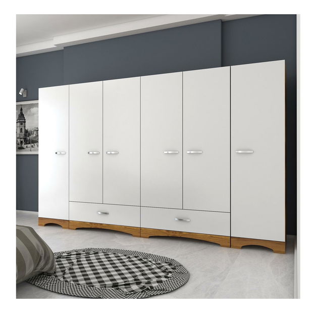 Šatní skříní Forzolena (bílá + ořech)