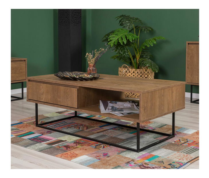 Souprava nábytku do obývacího pokoje Laxi 21 (ořech + černá)