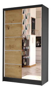 Šatní skříň Delana III (černá + dub artisan)