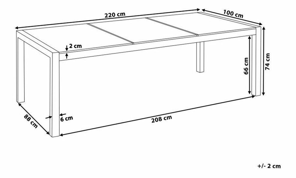 Zahradní stůl Grosso 220 (černá) (přírodní kámen)