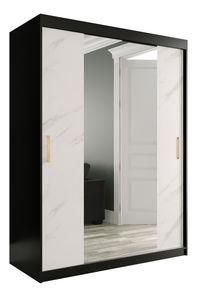 Šatní skříň 150 cm Marbelo T1 (matná černá + bílý mramor)